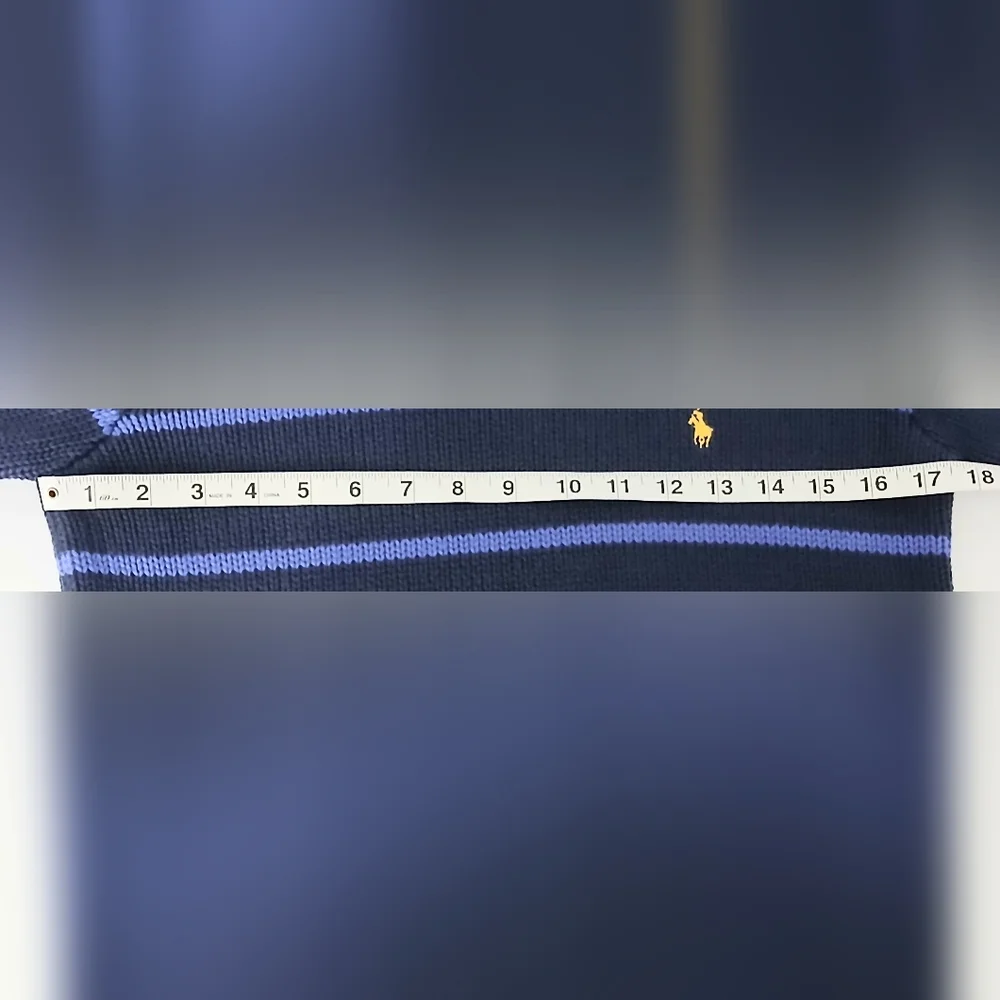 Polo Ralph Lauren Navy & Blue‎ Striped Boys Size M Crewneck Sweater Pullover